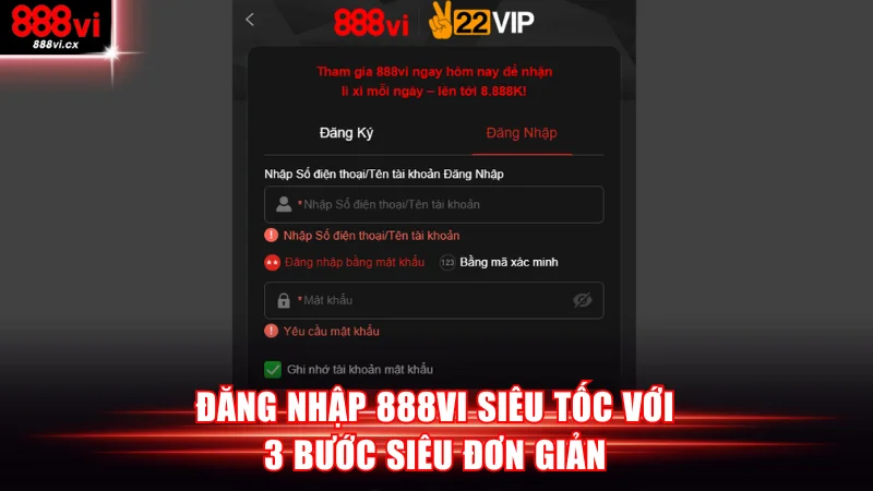 Đăng nhập 888VI siêu tốc với 3 bước siêu đơn giản