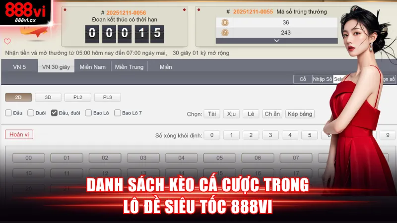Danh sách kèo trong lô đề siêu tốc 888VI