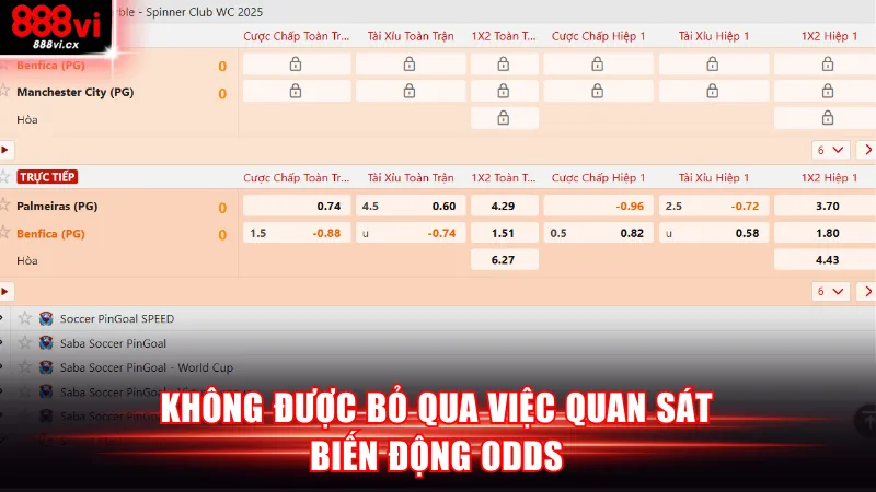 Không được bỏ qua việc quan sát biến động odds